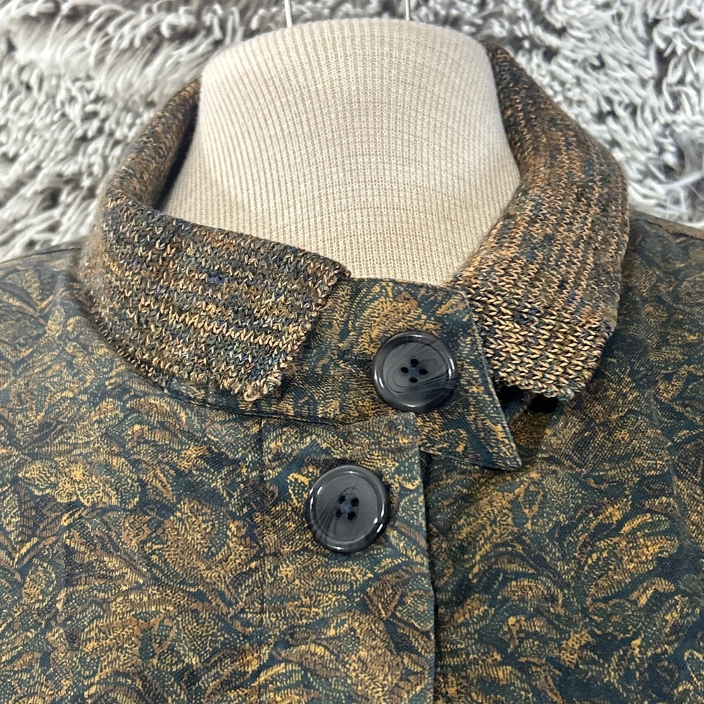 Vintage Linda Allard Ellen Tracy 90's Silk Brown Floral Bomber Jacket Neutral M - Picture 5 of 13
